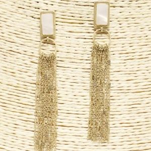 Beautiful Gold Tone & White Dangle Earrings